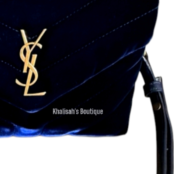 Very Rare!!! NEW!!! Saint Laurent YSL Blue Velvety Suede Toy Loulou Strap Bag - Picture 12 of 16